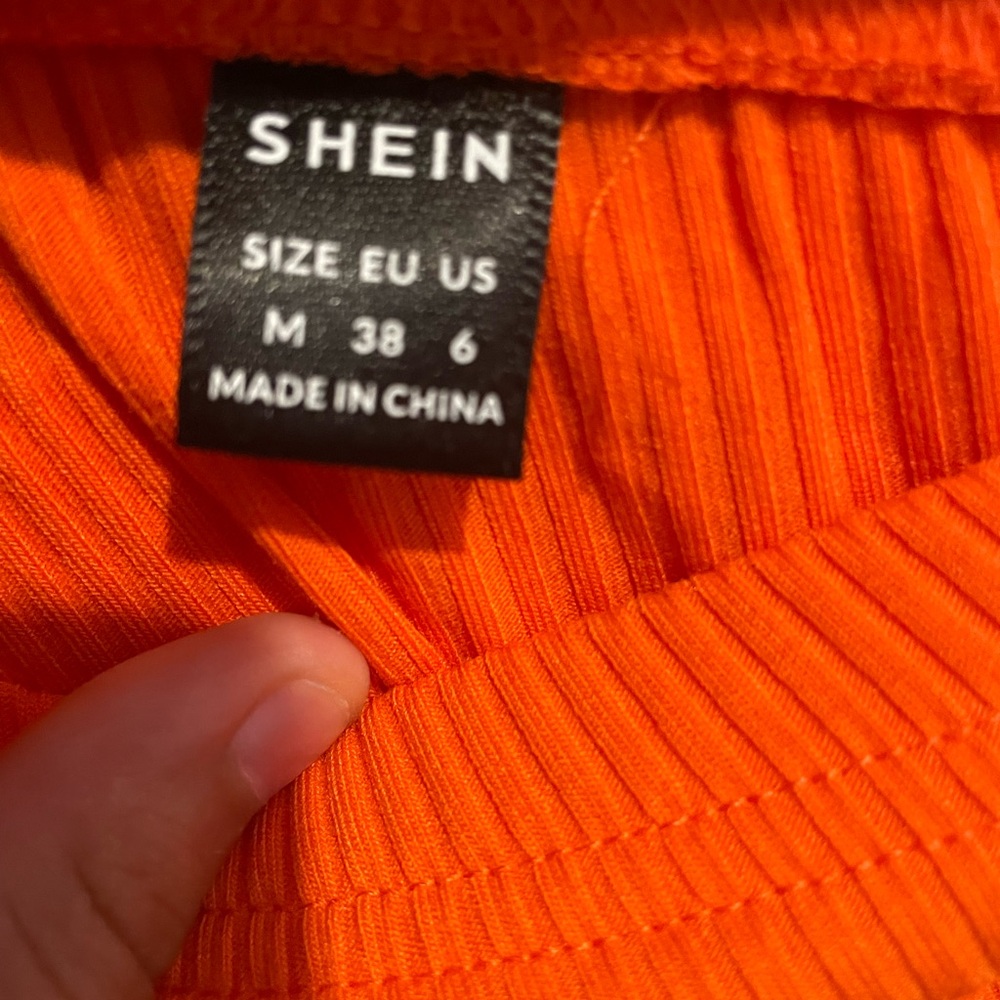 SHEIN Bright Orange Ribbed Knit Skirt
